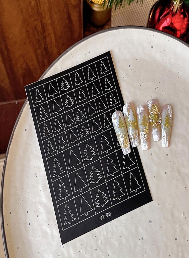 KRTBKR 6 Sheets Christmas Nail Guides 3D Xmas Trees Snowman Elk Nail Art Stickers Airbrush Nail Stencils Stickers Hollow Guides Nail Decals for Women Acrylic Nails Decoration Winter Stencil Tools - Image 5